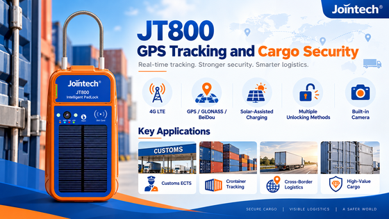 قفل الکترونیکی جی‌پی‌اس JT800 4G برای ردیابی کانتینر و امنیت محموله